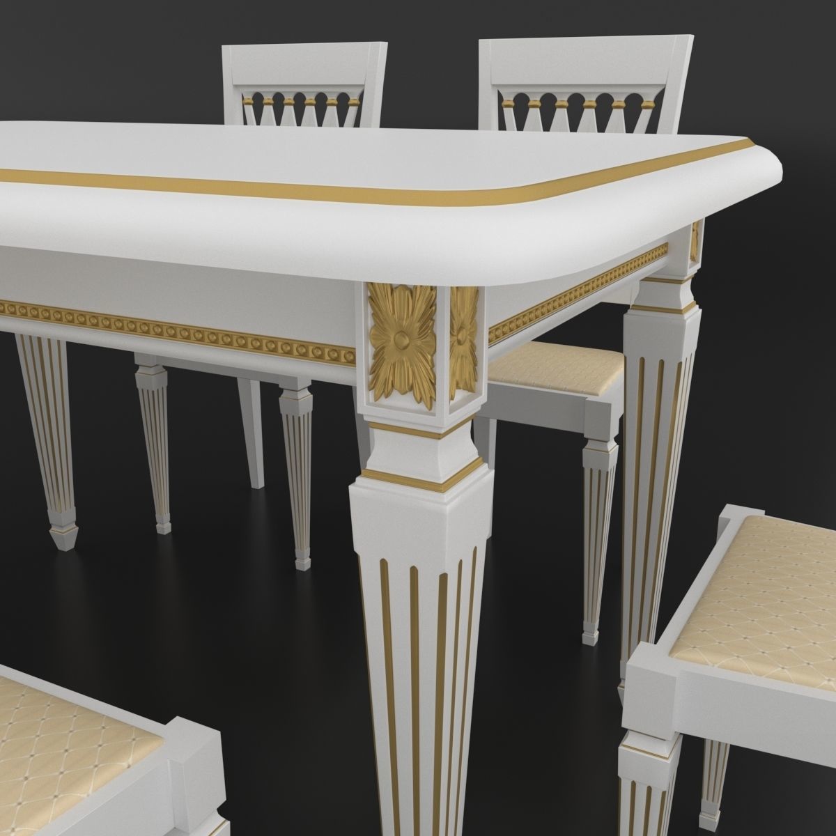 Dining set of classical design Attimec Infinity table and chairs 3D model_2