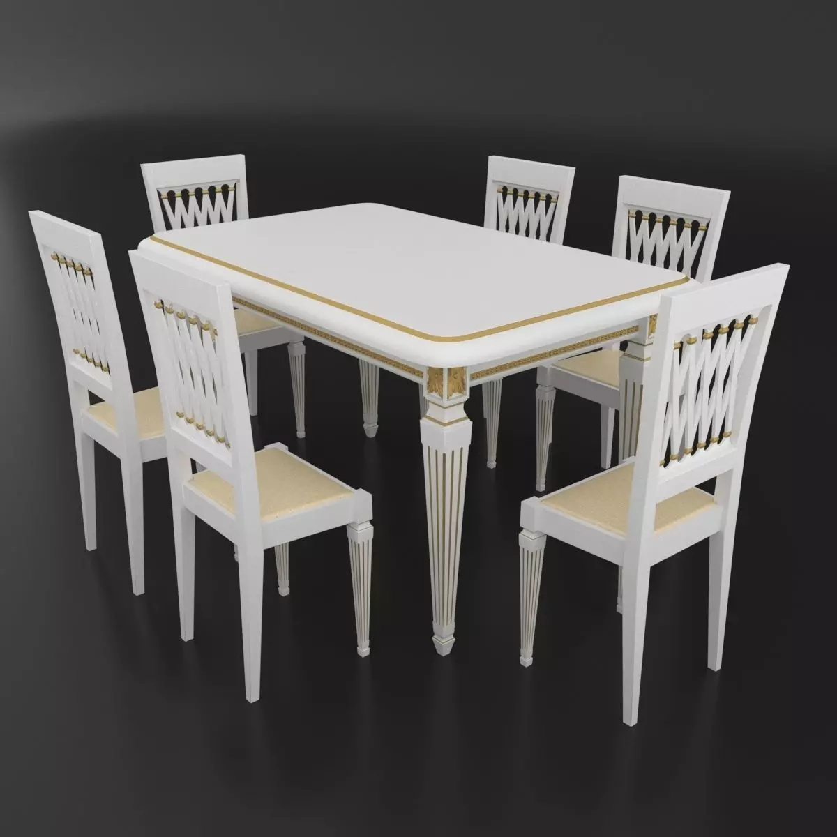 Dining set of classical design Attimec Infinity table and chairs 3D model_0