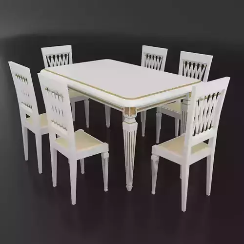 Dining set of classical design Attimec Infinity table and chairs 3D model