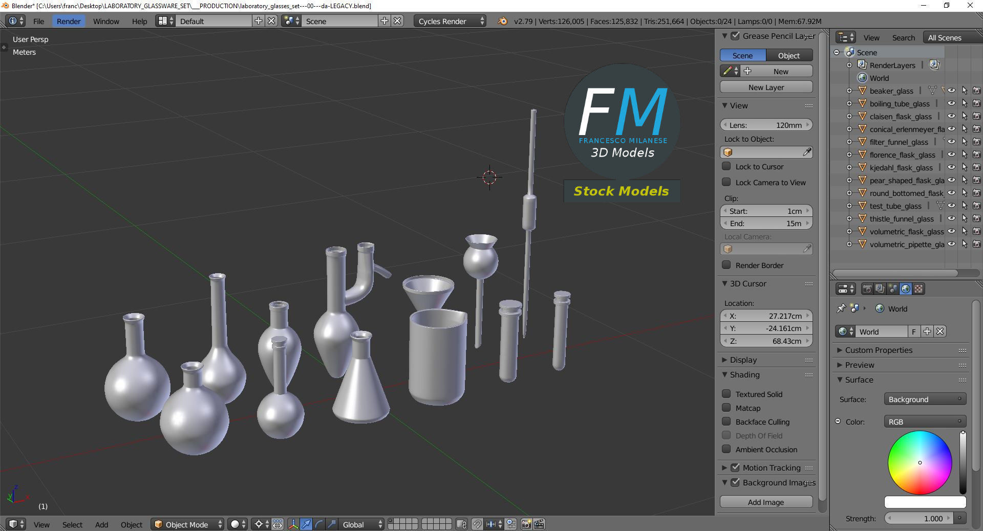 Laboratory glassware set 3D model_9