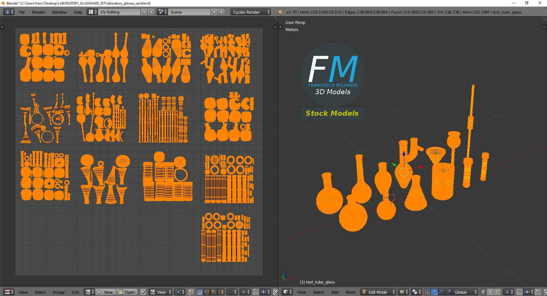 Laboratory glassware set 3D model_10