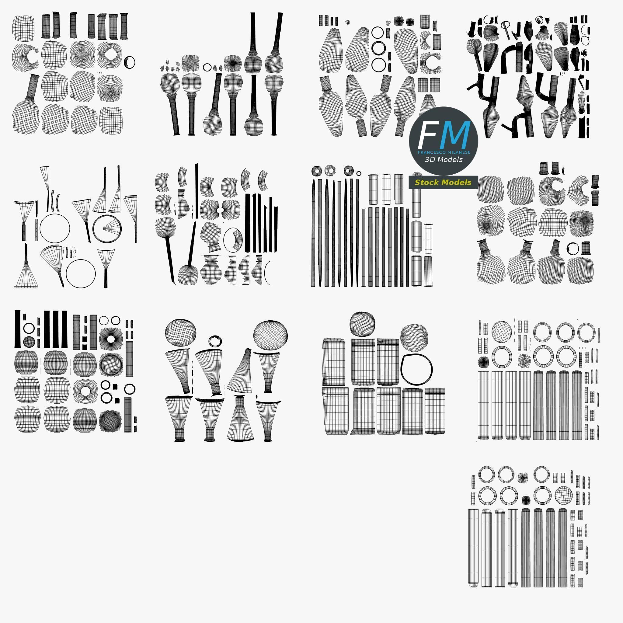Laboratory glassware set 3D model_11
