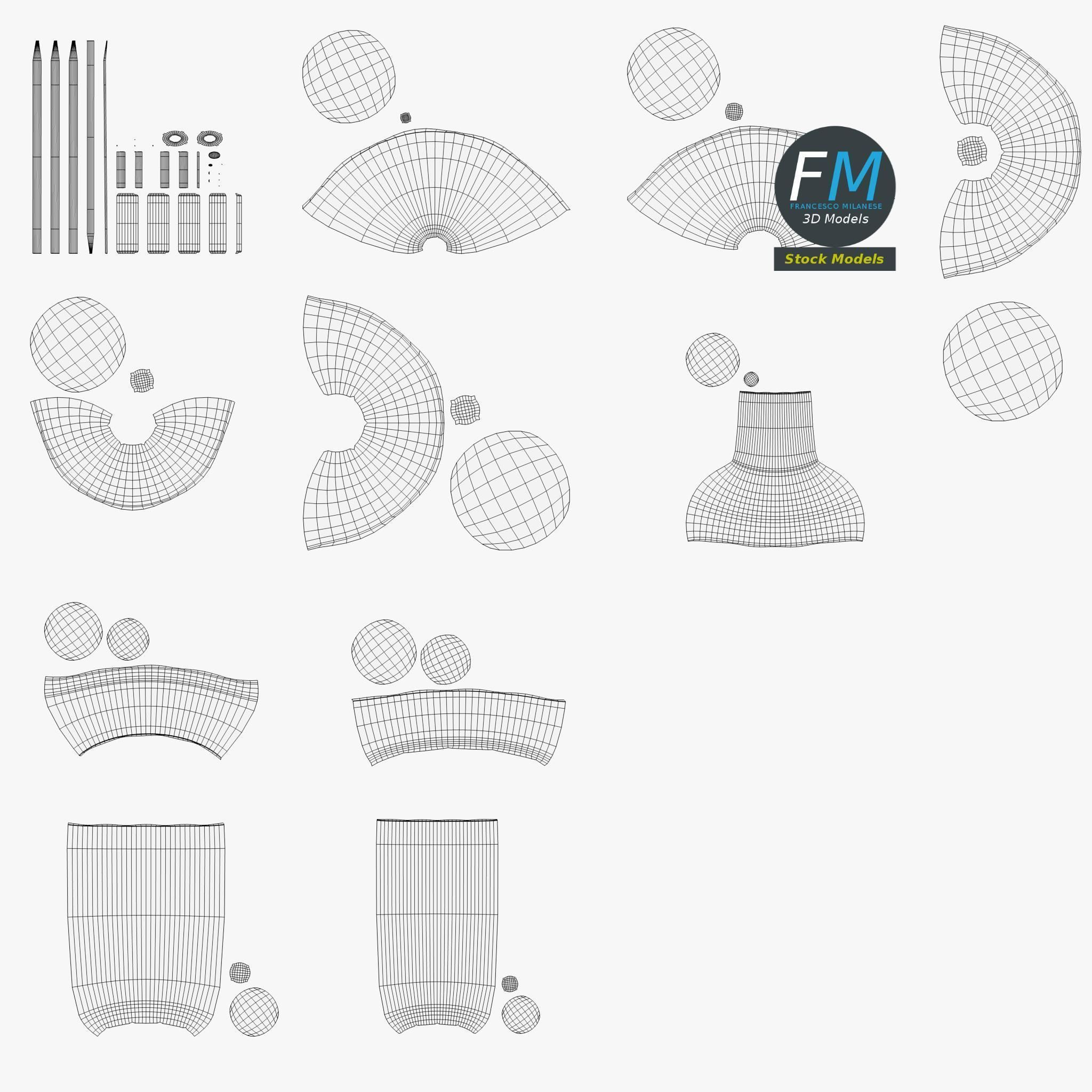 Laboratory glassware set 3D model_12