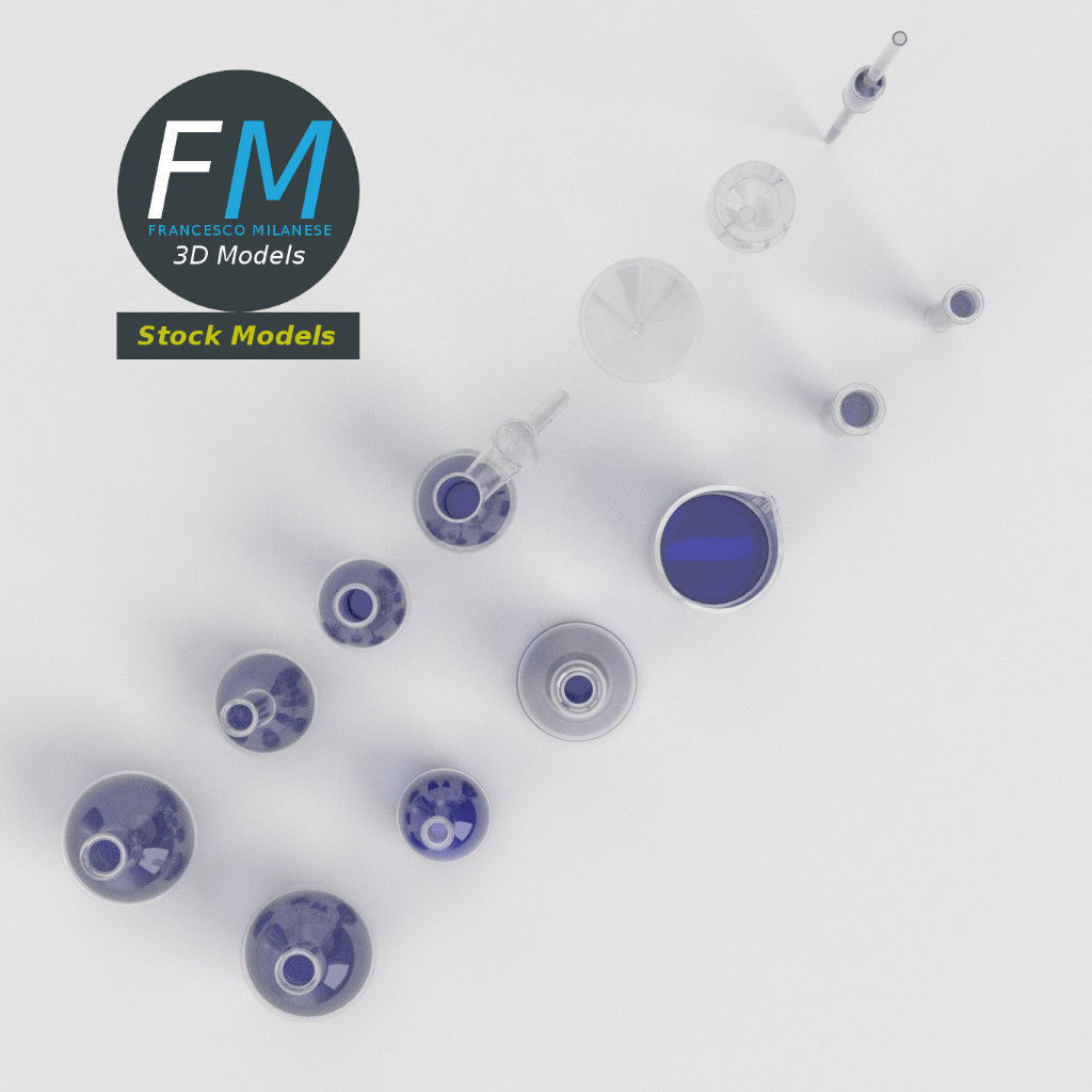 Laboratory glassware set 3D model_6