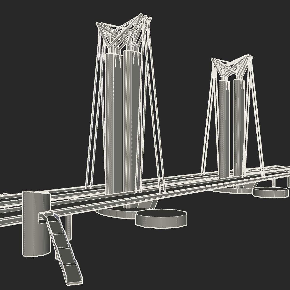 Pont Flaubert low poly Low-poly 3D model_3