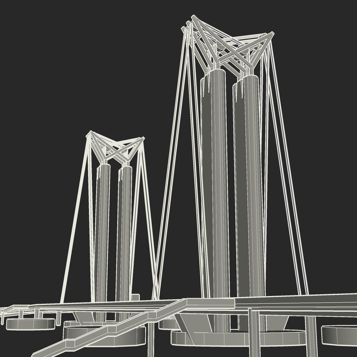 Pont Flaubert low poly Low-poly 3D model_4