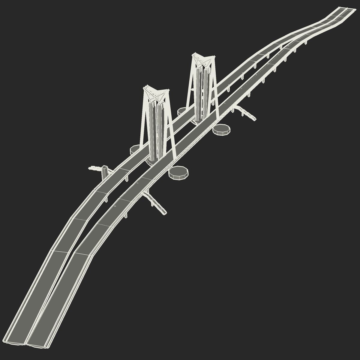 Pont Flaubert low poly Low-poly 3D model_1