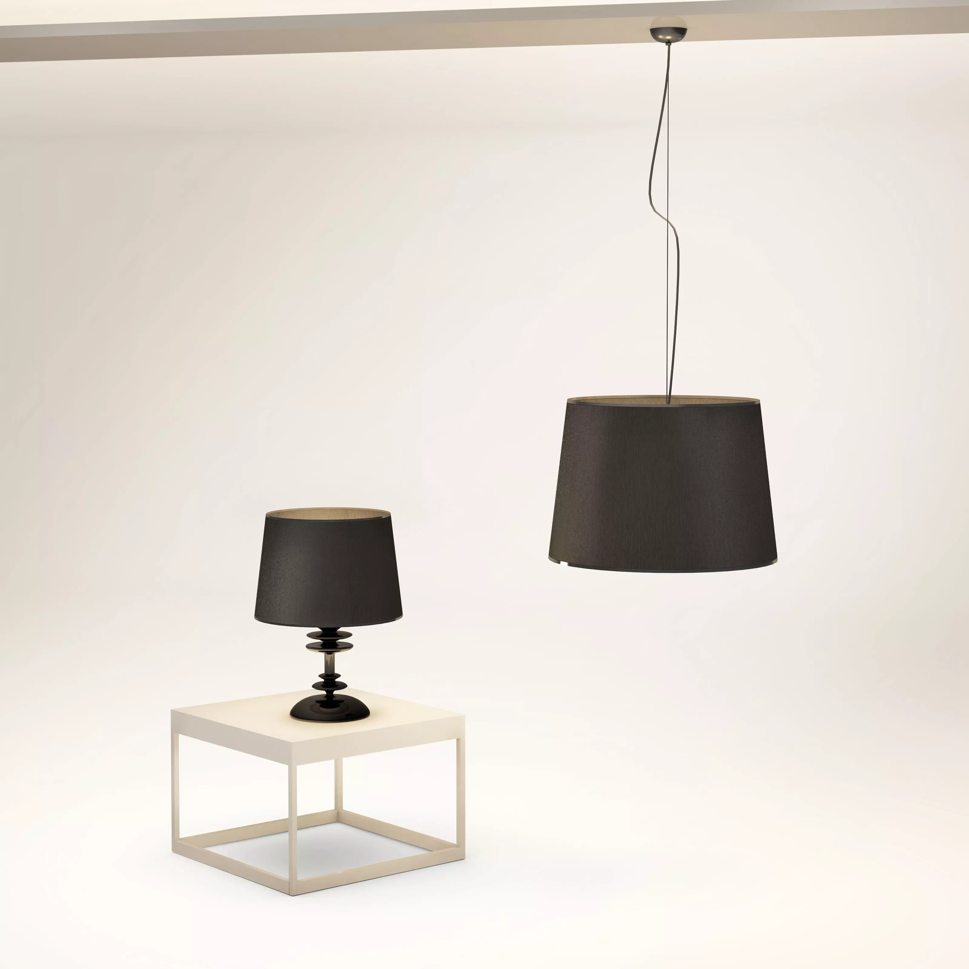 Table and ceiling lamps 3D model_0