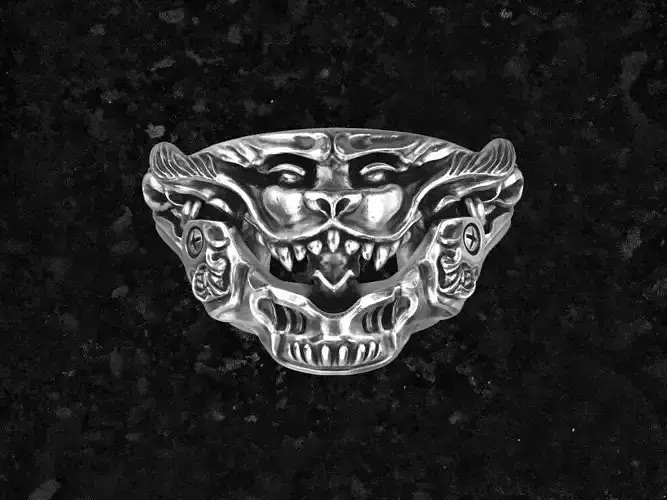 Lion-ring dragon head ring in sterling silver 3D print model