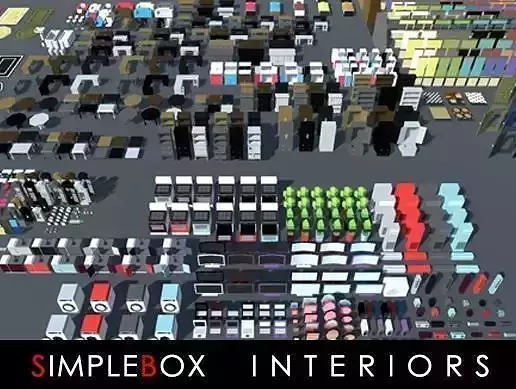 SimpleBox Interiors for indie game developers Low-poly 3D model