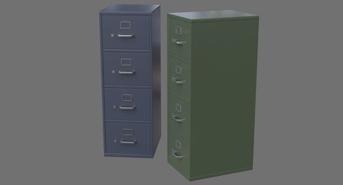 Filing Cabinet 1A Low-poly 3D model