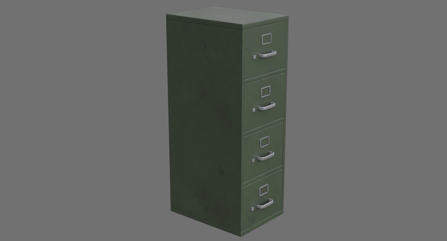Filing Cabinet 1B Low-poly 3D model_4