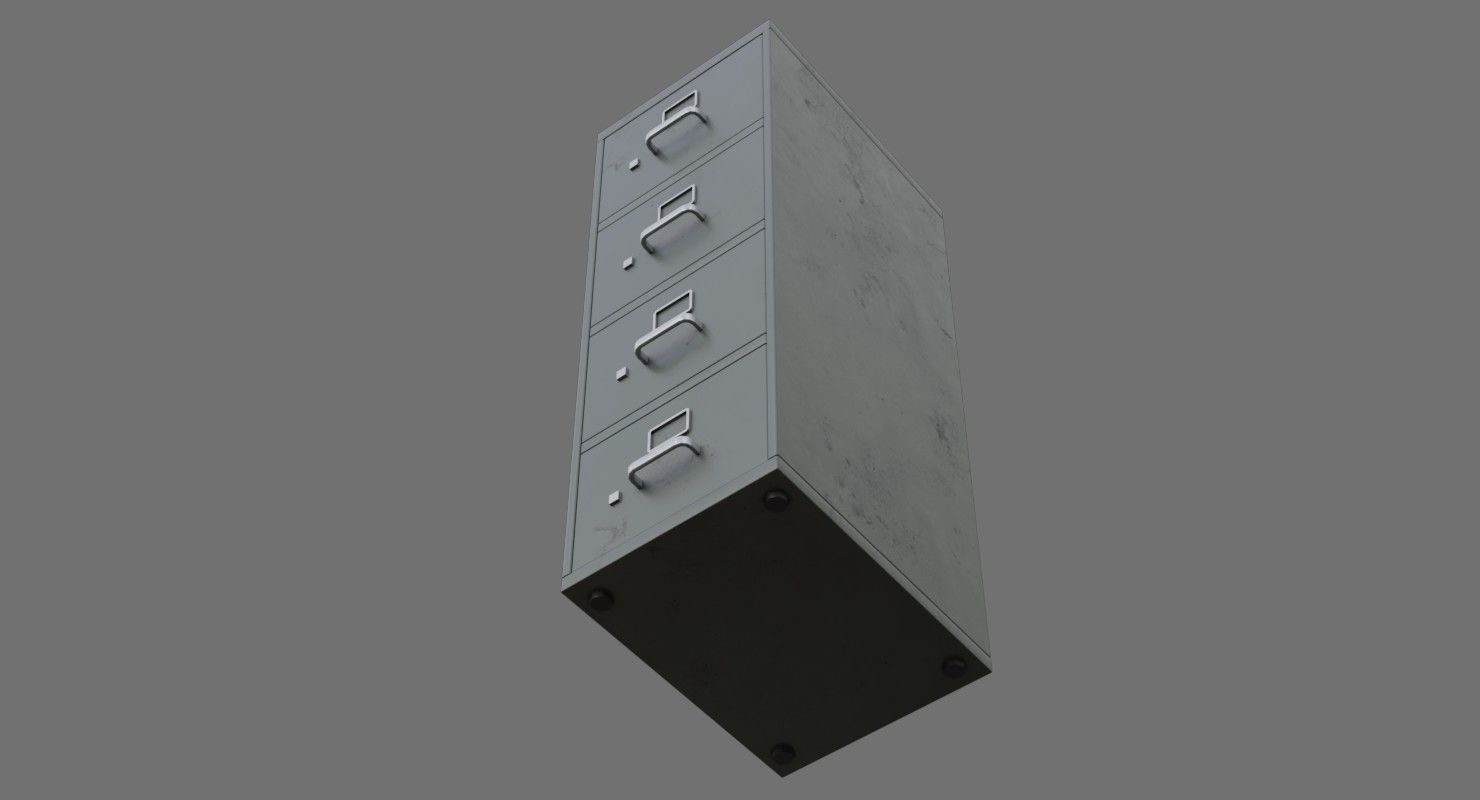 Filing Cabinet 1B Low-poly 3D model_7