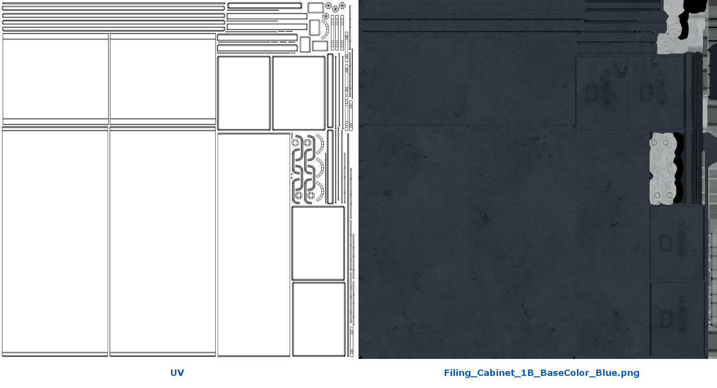 Filing Cabinet 1B Low-poly 3D model_10