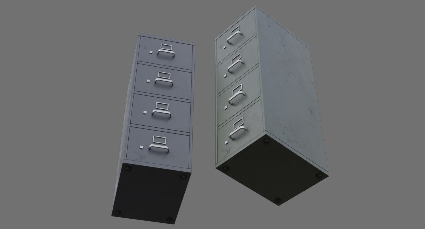 Filing Cabinet 1B Low-poly 3D model_2