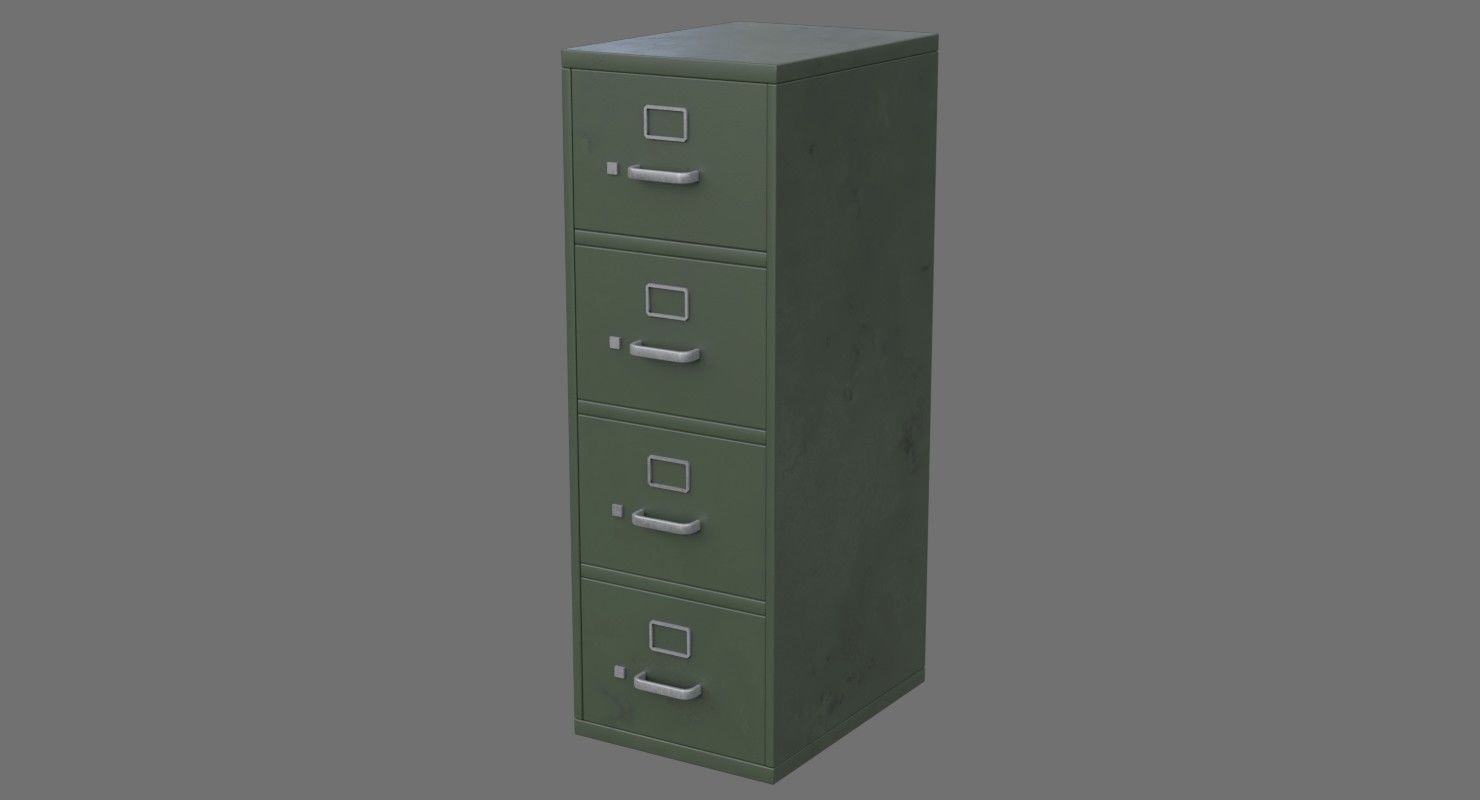 Filing Cabinet 1B Low-poly 3D model_3
