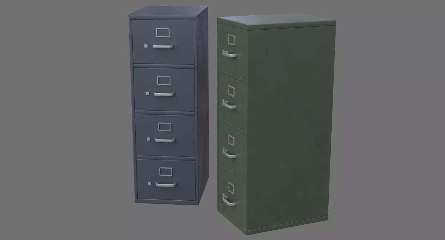 Filing Cabinet 1B Low-poly 3D model_0
