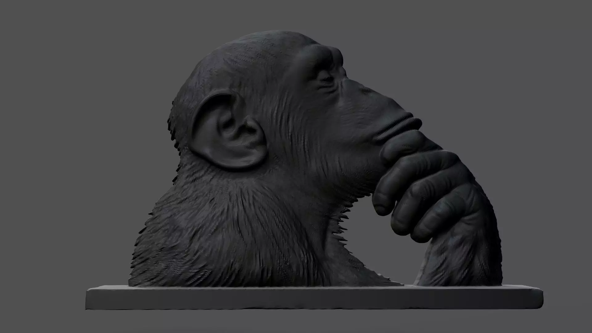 Chimpanzee statue 3D print model_0