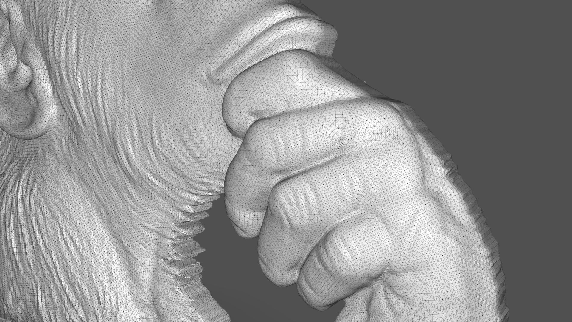 Chimpanzee statue 3D print model_7