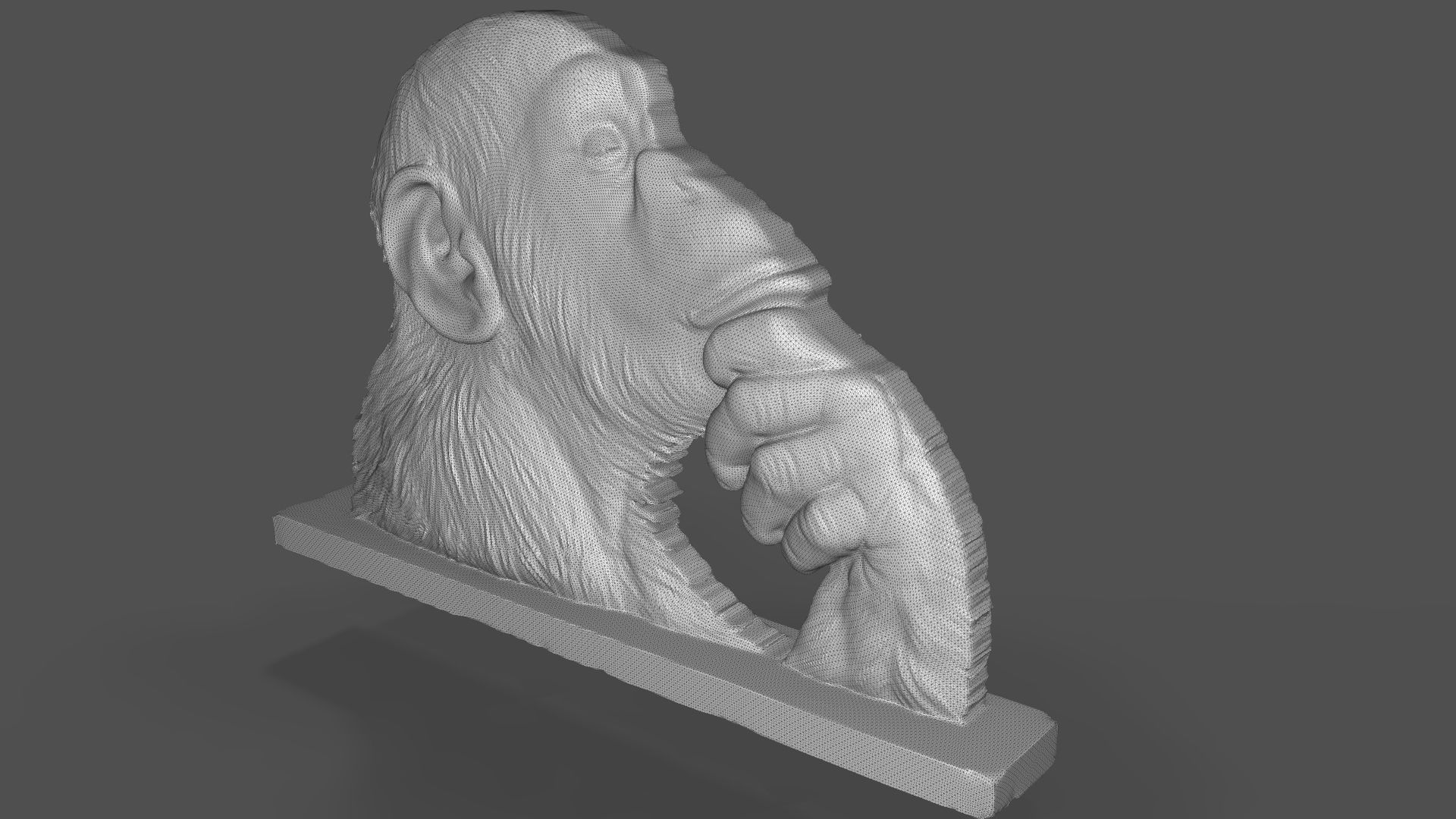 Chimpanzee statue 3D print model_4