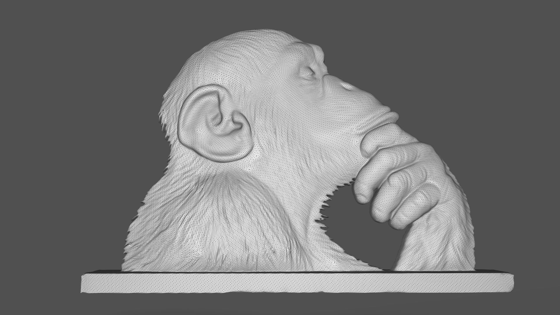 Chimpanzee statue 3D print model_3