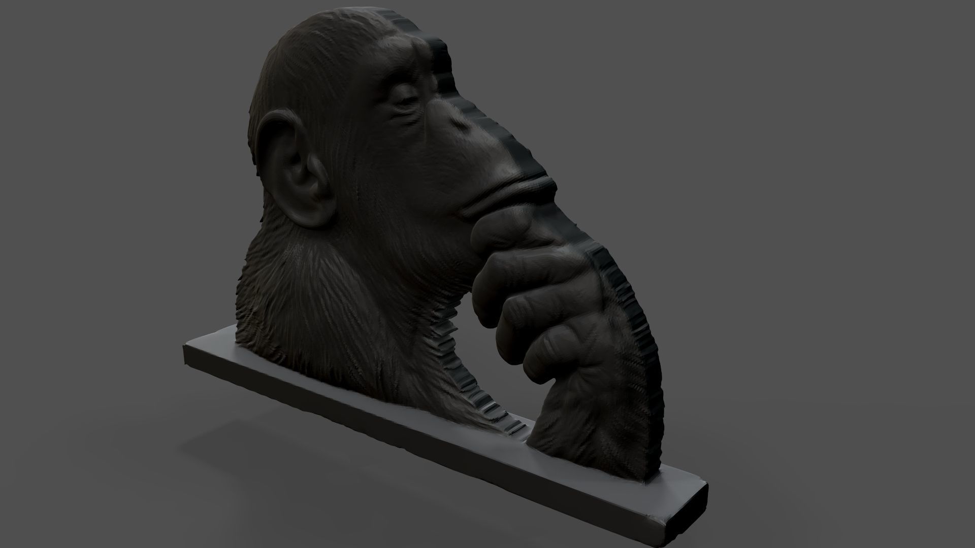 Chimpanzee statue 3D print model_1
