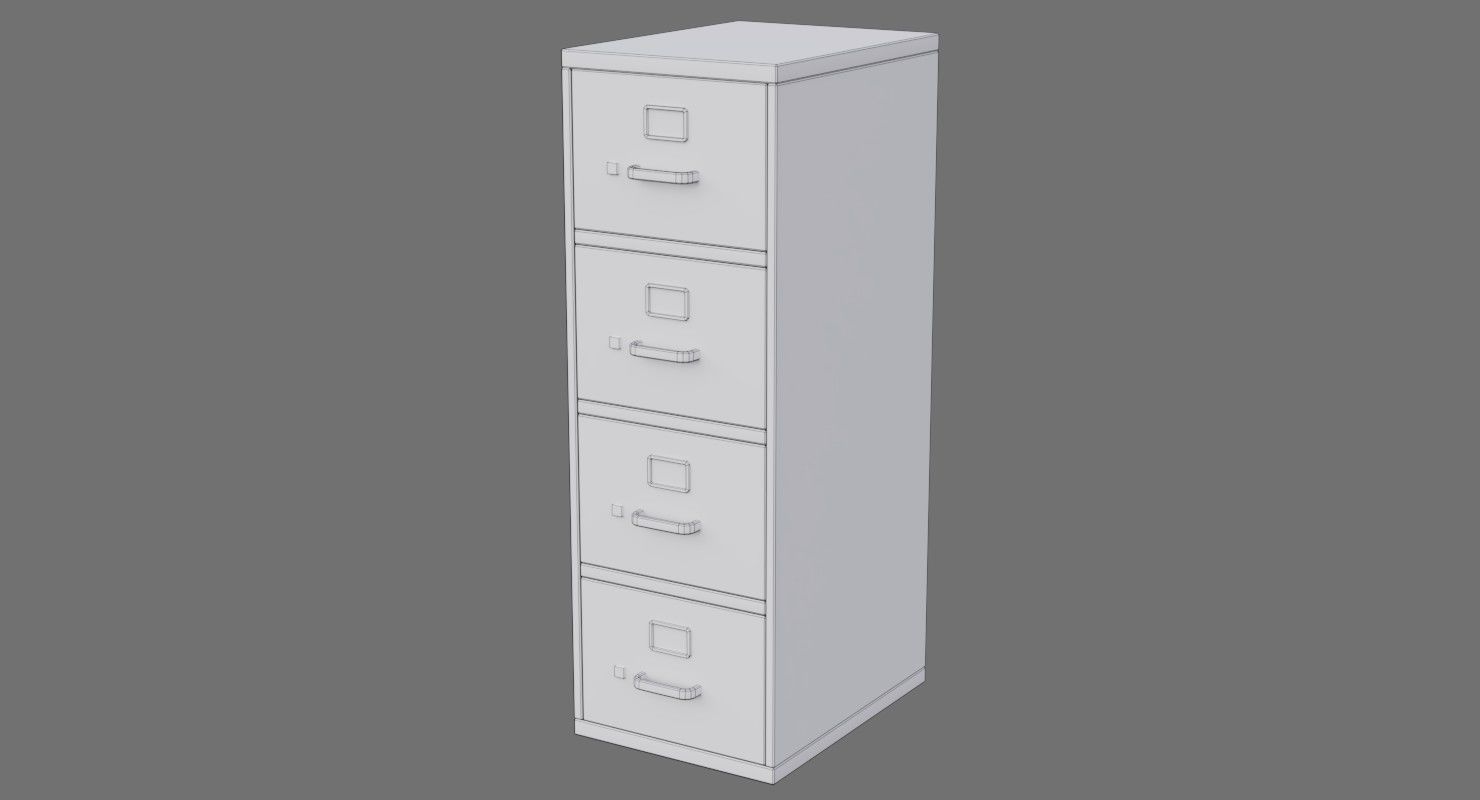 Filing Cabinet 1C Low-poly 3D model_9