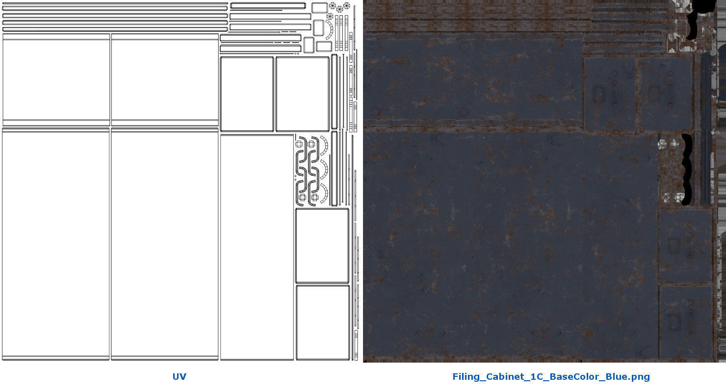 Filing Cabinet 1C Low-poly 3D model_10