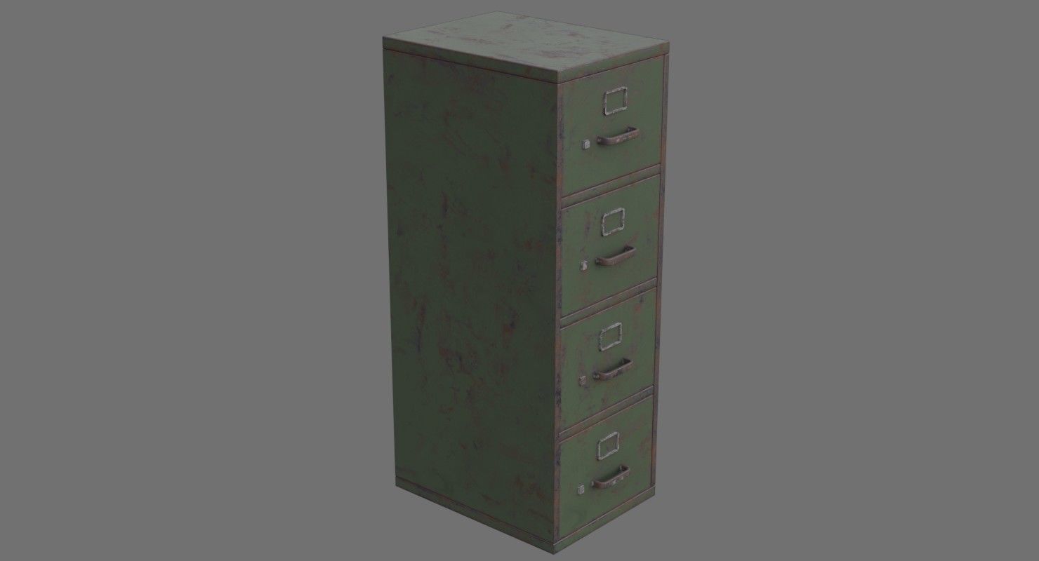 Filing Cabinet 1C Low-poly 3D model_4