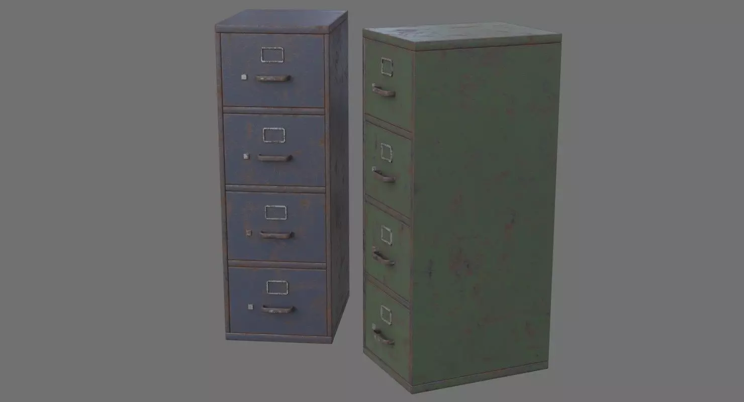 Filing Cabinet 1C Low-poly 3D model_0