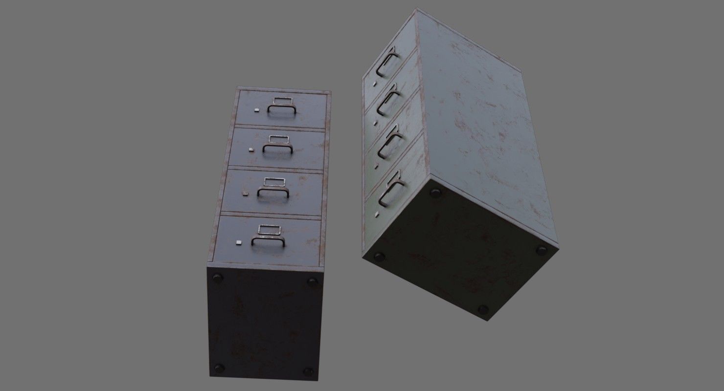Filing Cabinet 1C Low-poly 3D model_2