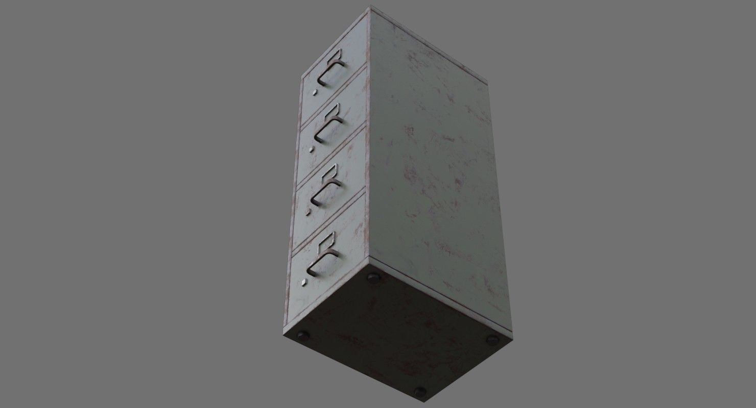 Filing Cabinet 1C Low-poly 3D model_7