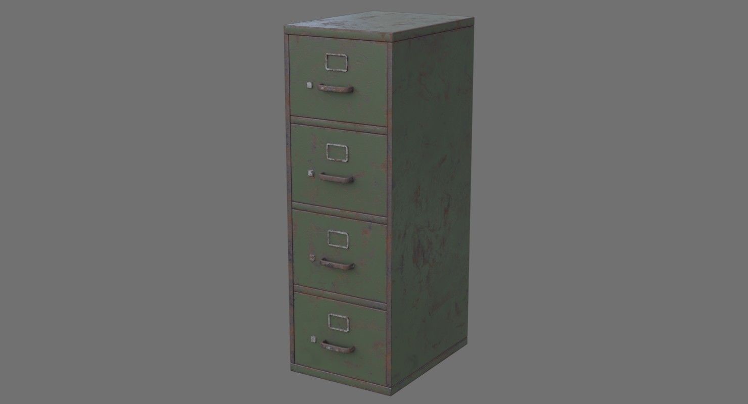 Filing Cabinet 1C Low-poly 3D model_3