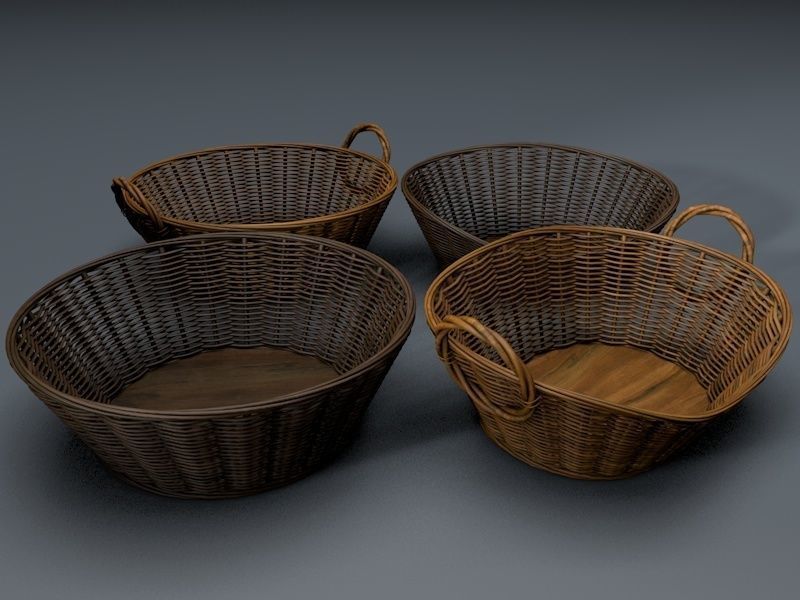 Wicker Basket Set 3D model_7