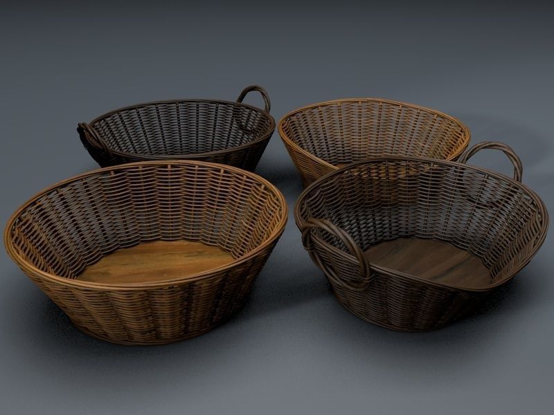Wicker Basket Set 3D model_6