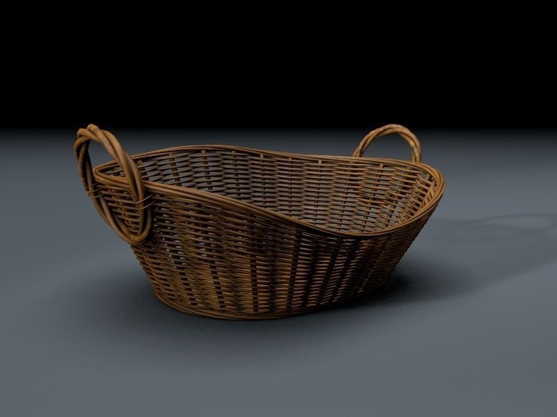 Wicker Basket Set 3D model_4