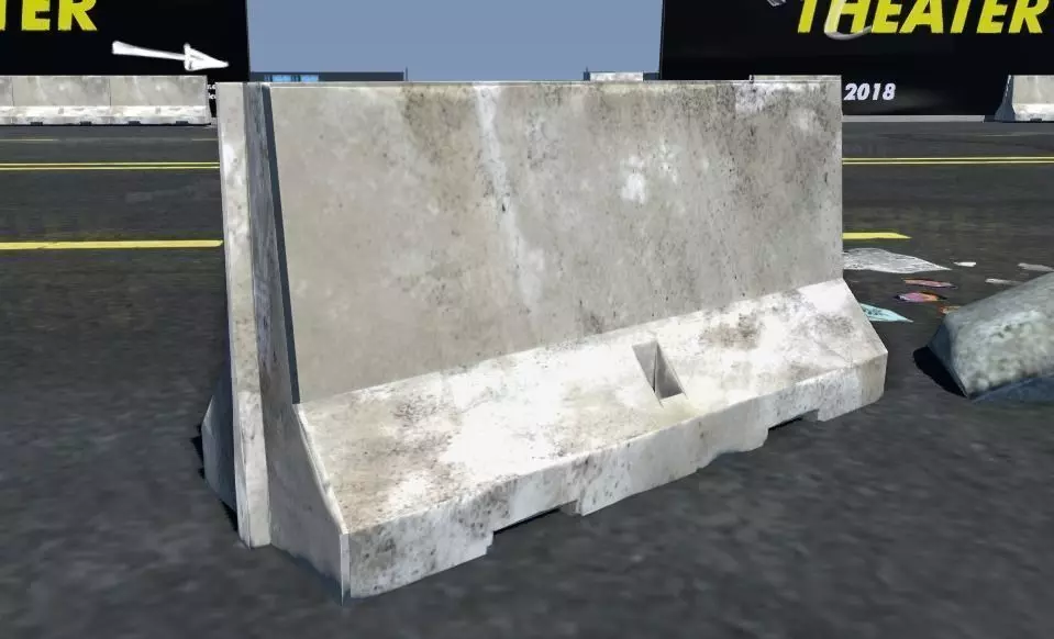 PBR Barrier concrete on side of road Low-poly 3D model