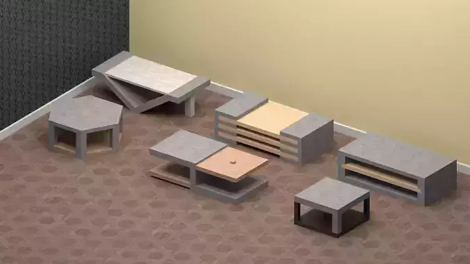 Concrete and Wood Coffee Table Collection