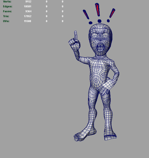 Abstract character with exclamation mark Low-poly 3D model_1