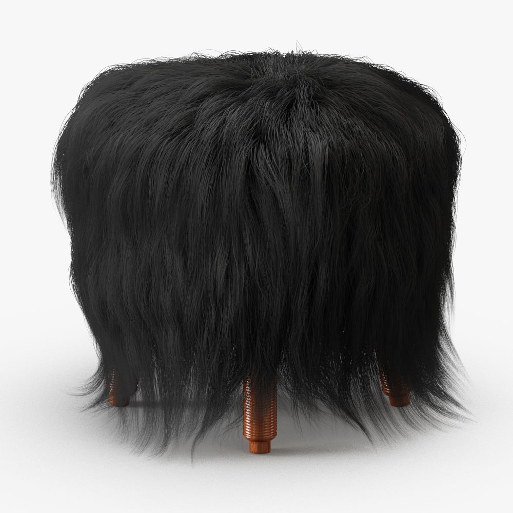 Icelandic Sheepskin Stool 3D model_1