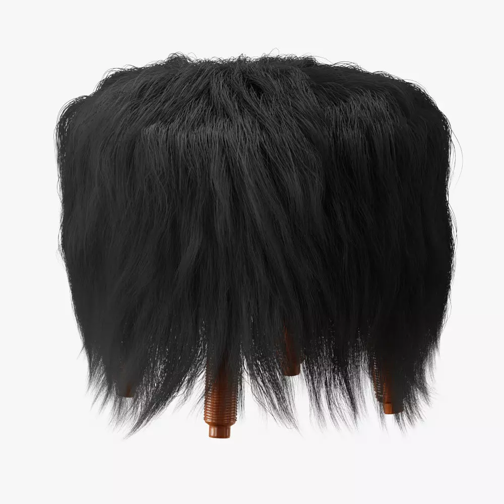 Icelandic Sheepskin Stool 3D model_0