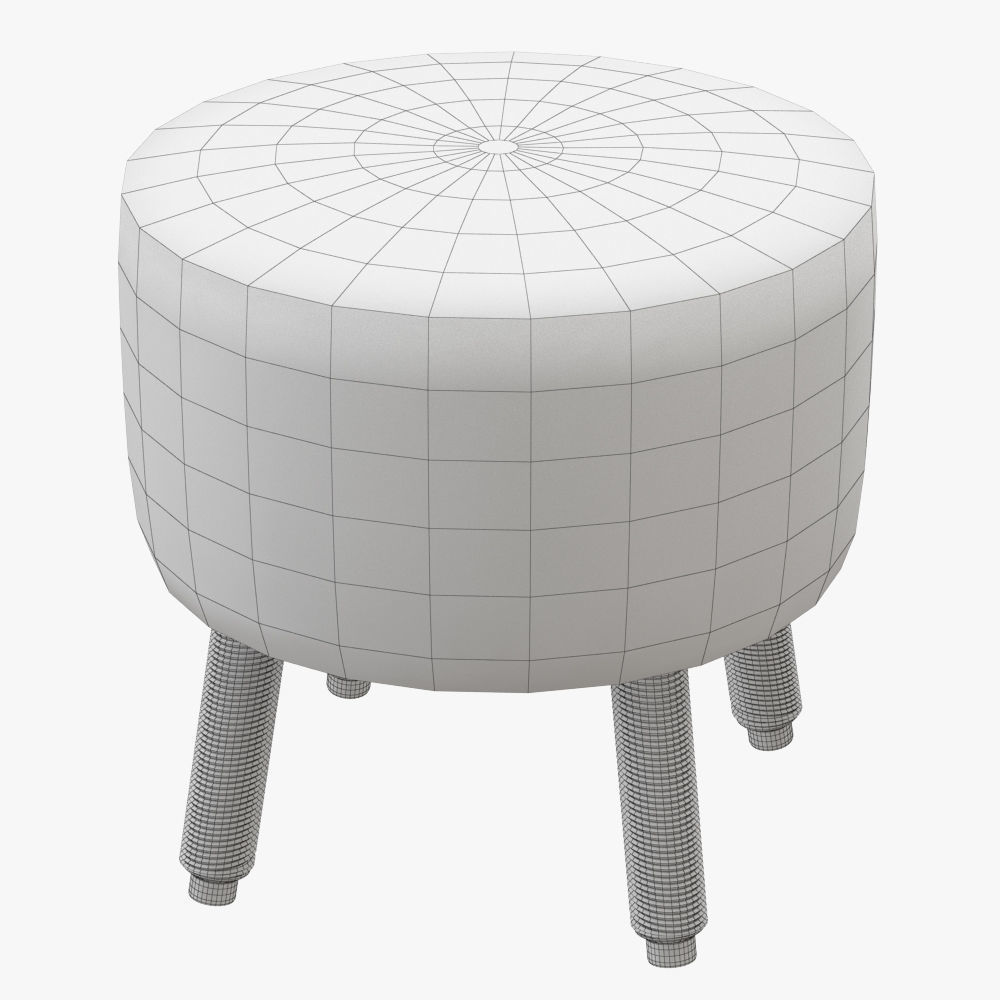 Icelandic Sheepskin Stool 3D model_3