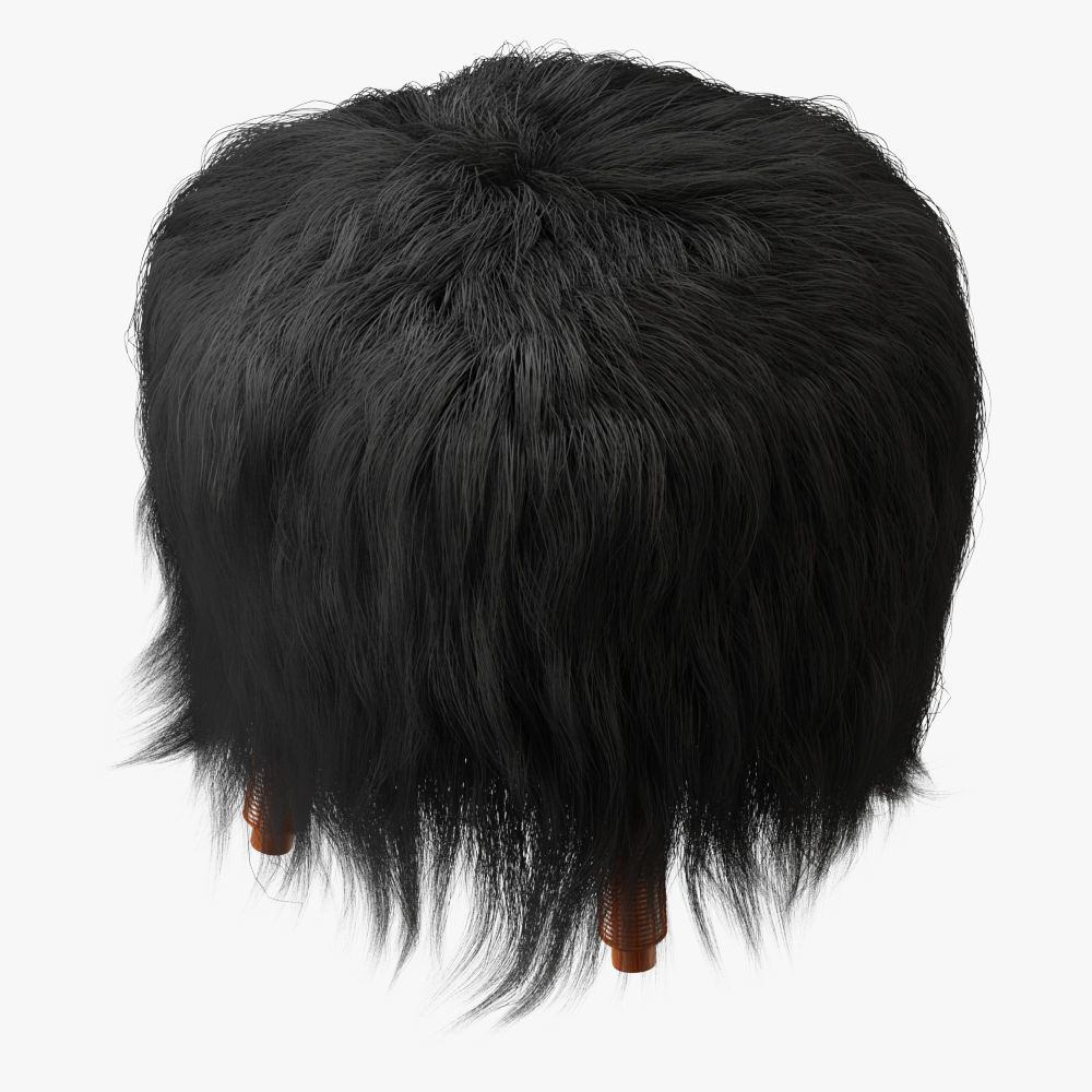 Icelandic Sheepskin Stool 3D model_2
