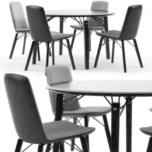 Rolf Benz 616 chair set 3D model