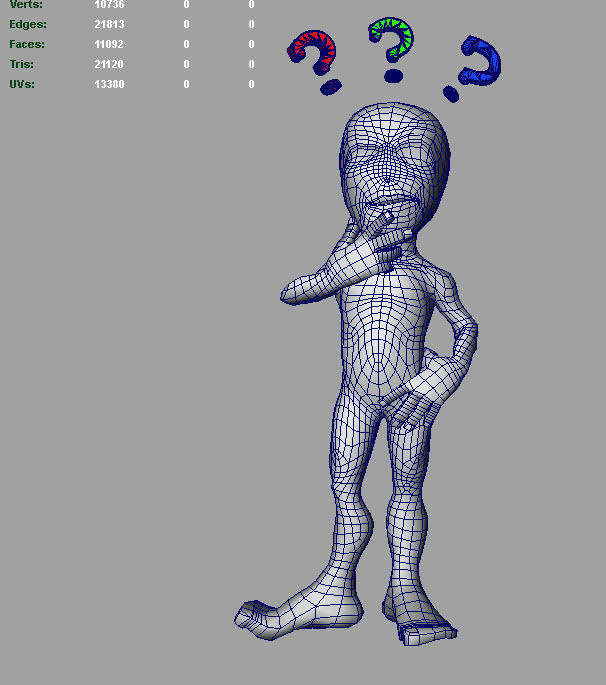 Abstract character with question mark Low-poly 3D model_1