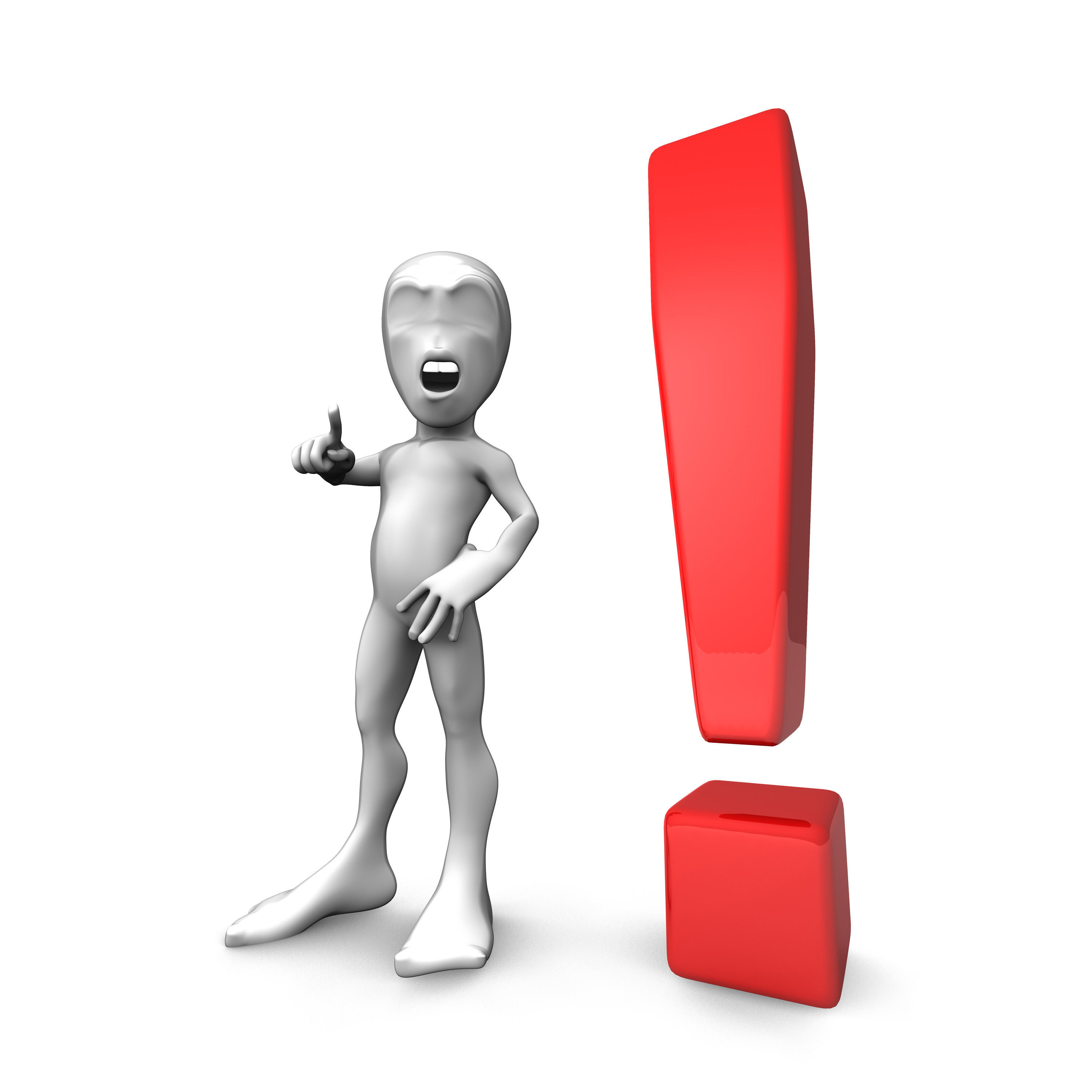 Abstract character with exclamation mark Set Low-poly 3D model_3