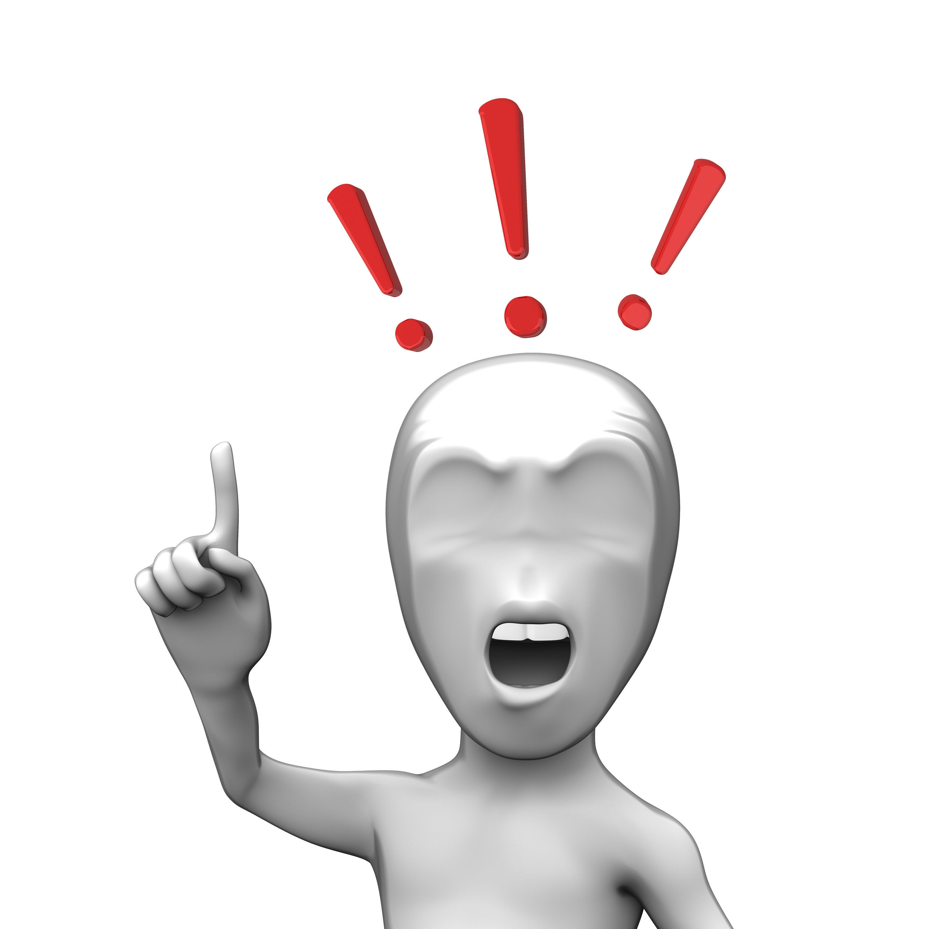 Abstract character with exclamation mark Set Low-poly 3D model_1