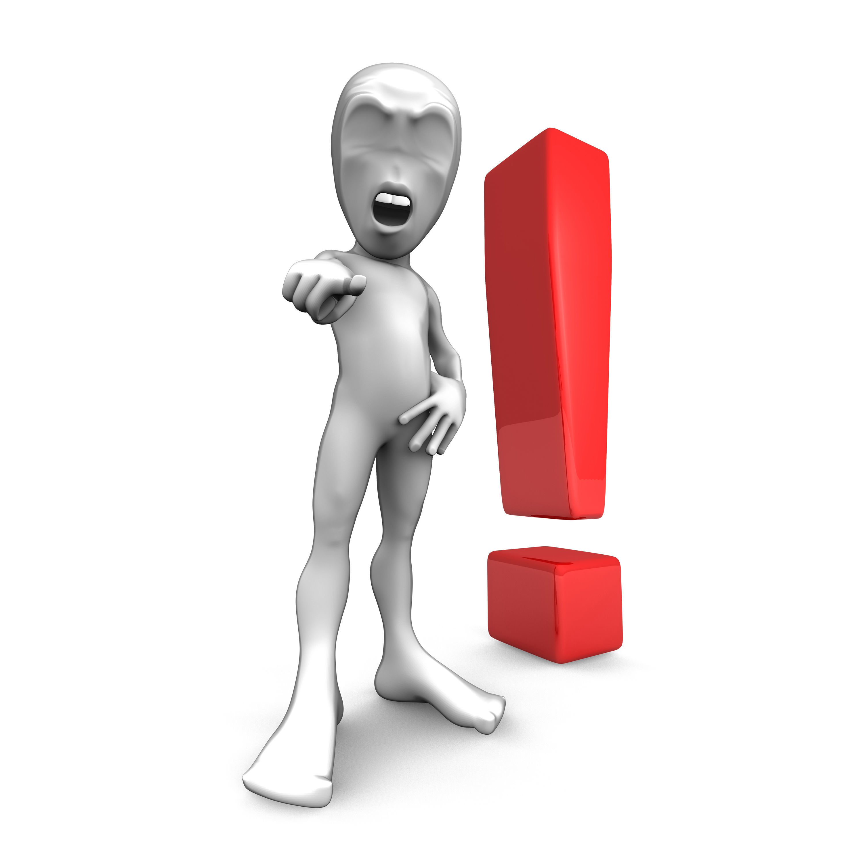 Abstract character with exclamation mark Set Low-poly 3D model_5