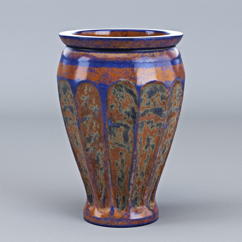 Vases set orange vase - art deco 3D model_1