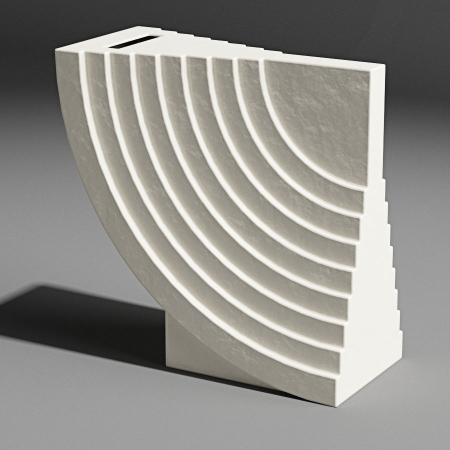 Vases set orange vase - art deco 3D model_3